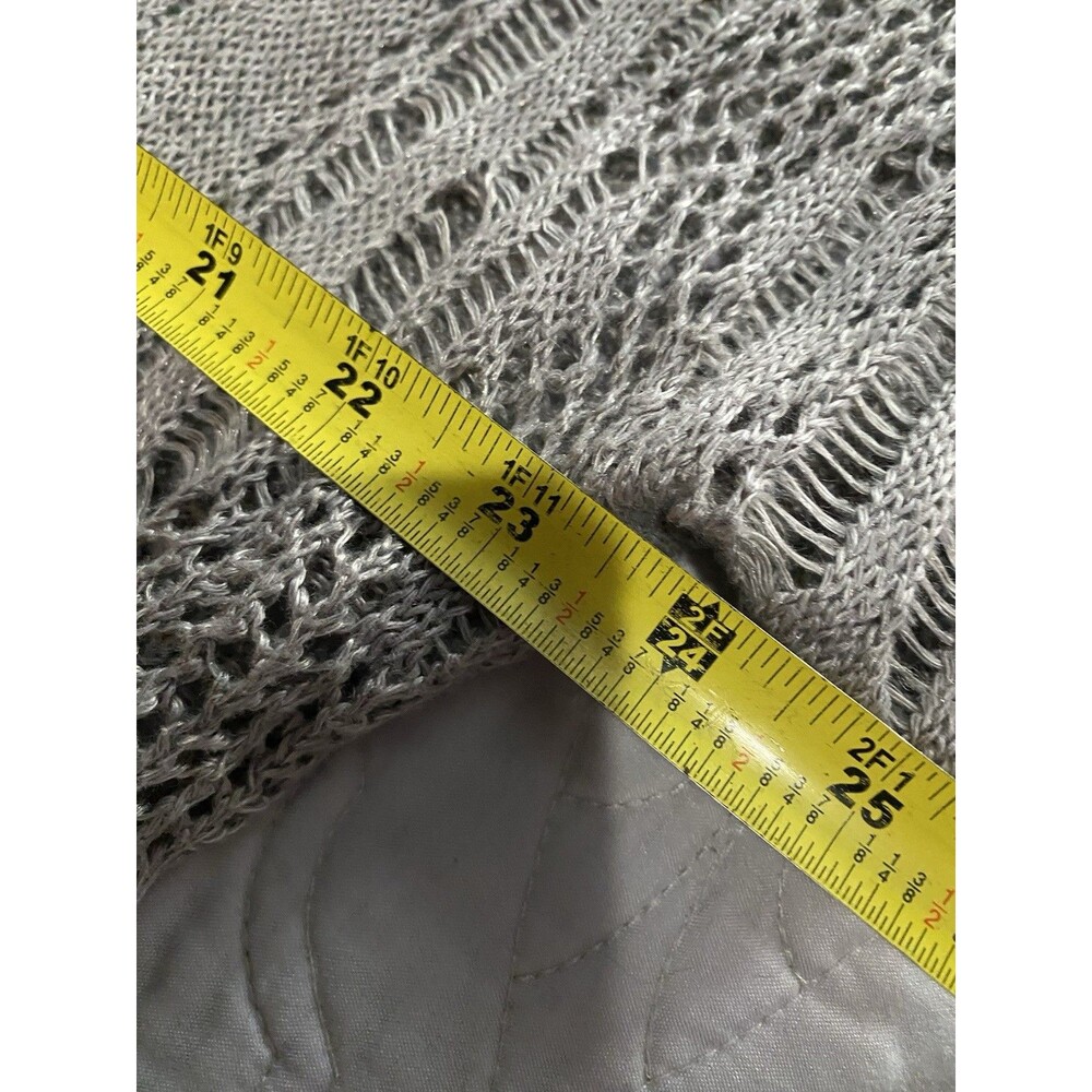 Eileen Fisher Gray Linen Short Sleeve Loose Knit Sweater L M14 - Picture 6 of 7